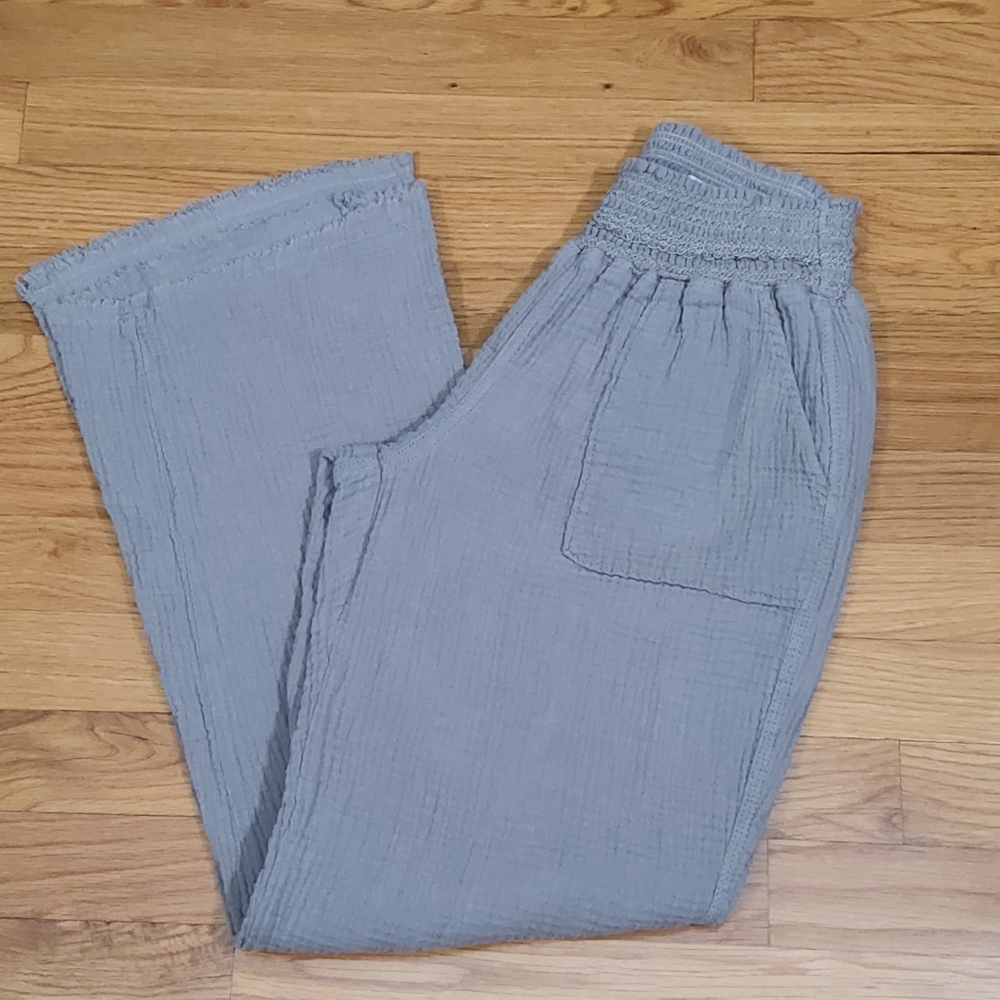 Sincerely Jules Cotton Gauze Wide Leg Pants Medium Boho Elastic Waist